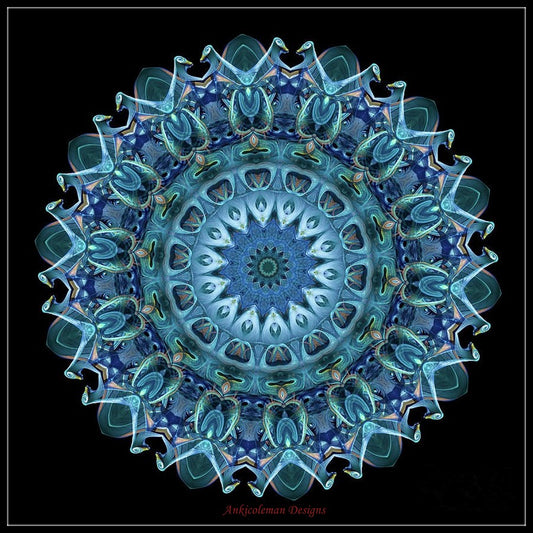 Blue and Aqua Mandala 2 - Counted Cross Stitch Patterns Embroidery Crafts Needlework DIY Chart DMC Color