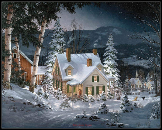 Village Snow 9 - Counted Cross Stitch Patterns Embroidery Crafts Needlework DIY Chart DMC Color