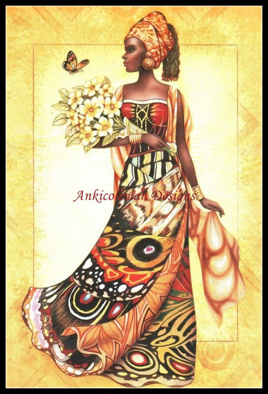 African Woman - Counted Cross Stitch Patterns Embroidery Crafts Needlework DIY Chart DMC Color