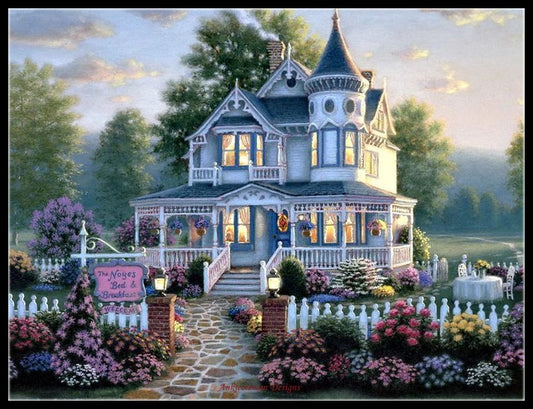 Garden Cottage - Counted Cross Stitch Patterns Embroidery Crafts Needlework DIY Chart DMC Color