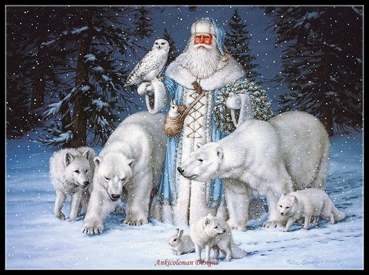 Arctic Santa Claus 5 - Counted Cross Stitch Patterns Embroidery Crafts Needlework DIY Chart DMC Color