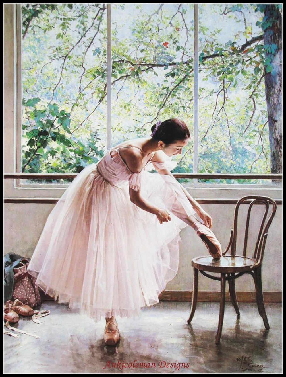 Ballet Dance Girl - Counted Cross Stitch Patterns Embroidery Crafts Needlework DIY Chart DMC Color