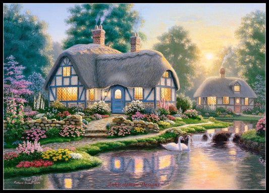 Great Cottage Walkway - Counted Cross Stitch Patterns Embroidery Crafts Needlework DIY Chart DMC Color