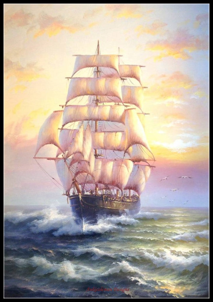 Sailing Ship 19 - Counted Cross Stitch Patterns Embroidery Crafts Needlework DIY Chart DMC Color