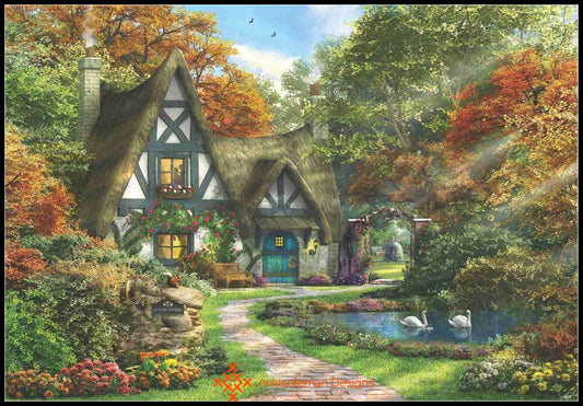 The Autumn Cottage - Counted Cross Stitch Patterns Embroidery Crafts Needlework DIY Chart DMC Color