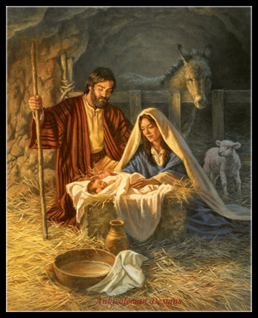 Birth of Jesus - Counted Cross Stitch Patterns Embroidery Crafts Needlework DIY Chart DMC Color