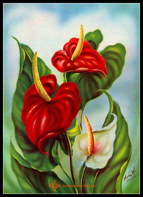 Anthurium - Counted Cross Stitch Patterns Embroidery Crafts Needlework DIY Chart DMC Color