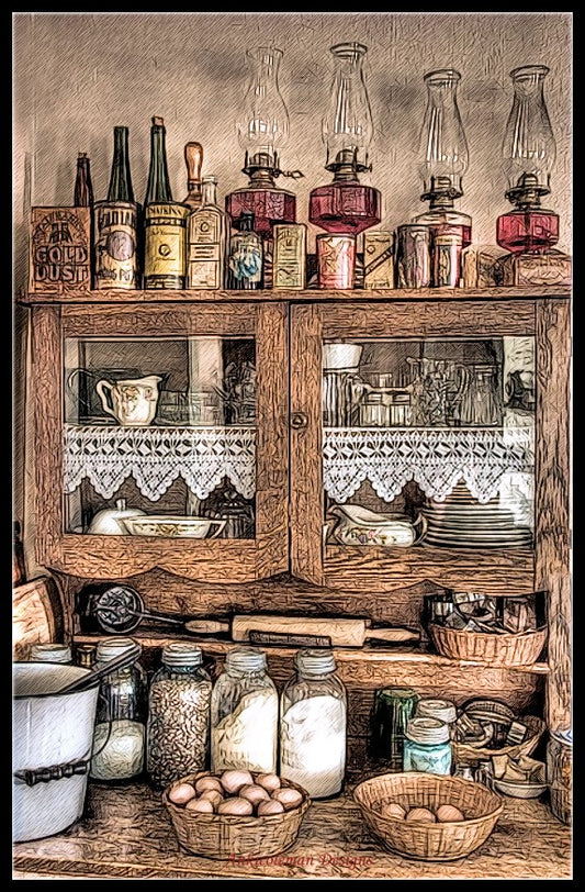 Antique Cabinet - Counted Cross Stitch Patterns Embroidery Crafts Needlework DIY Chart DMC Color