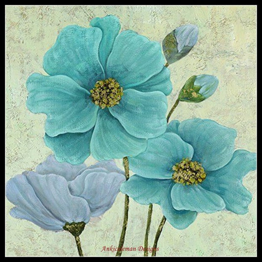 Blooming Blue - Counted Cross Stitch Patterns Embroidery Crafts Needlework DIY Chart DMC Color