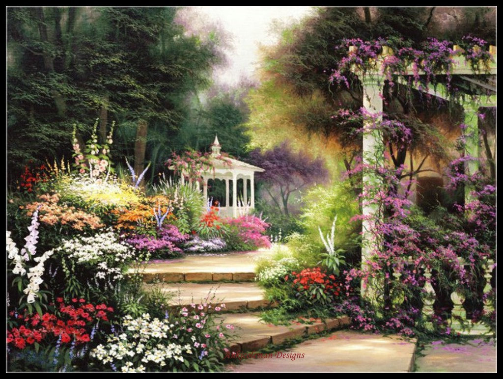 Emerald Garden - Counted Cross Stitch Patterns Embroidery Crafts Needlework DIY Chart DMC Color