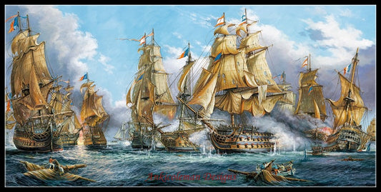 Naval Battle - Counted Cross Stitch Patterns Embroidery Crafts Needlework DIY Chart DMC Color