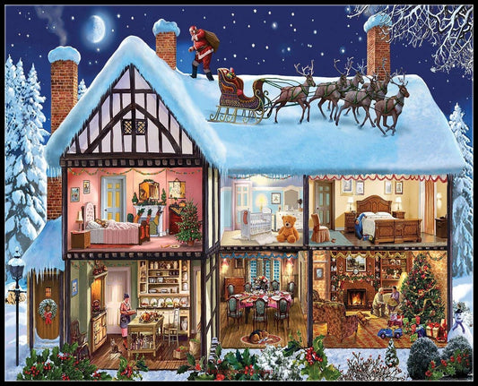 Christmas House - Counted Cross Stitch Patterns Embroidery Crafts Needlework DIY Chart DMC Color