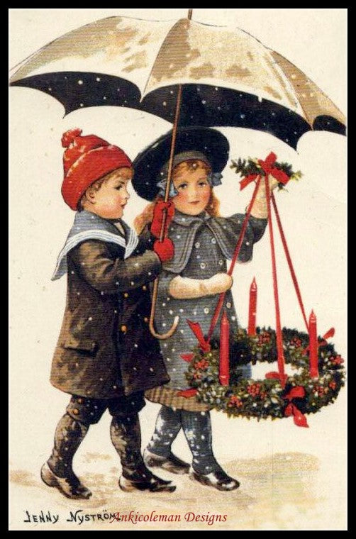 Vintage Christmas Children - Counted Cross Stitch Patterns Embroidery Crafts Needlework DIY Chart DMC Color