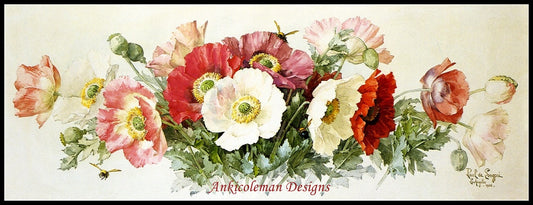 Icelandic Poppies - Counted Cross Stitch Patterns Embroidery Crafts Needlework DIY Chart DMC Color