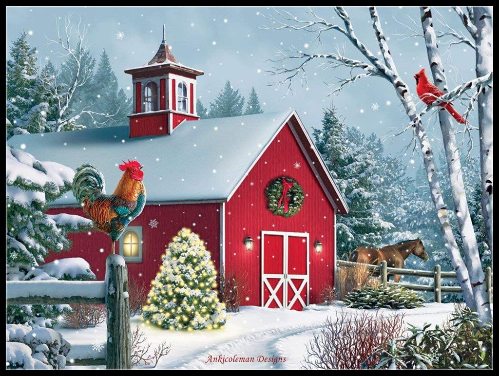 Winter Barn II - Counted Cross Stitch Patterns Embroidery Crafts Needlework DIY Chart DMC Color