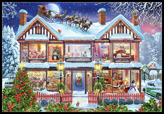 Christmas Cutaway House - Counted Cross Stitch Patterns Embroidery Crafts Needlework DIY Chart DMC Color