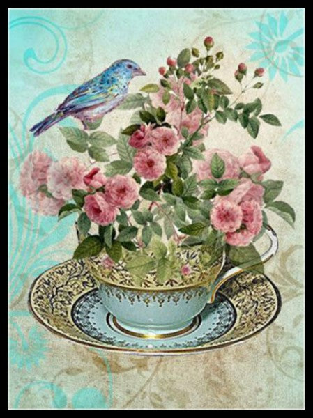 Cup Flower 1 - Counted Cross Stitch Patterns Embroidery Crafts Needlework DIY Chart DMC Color