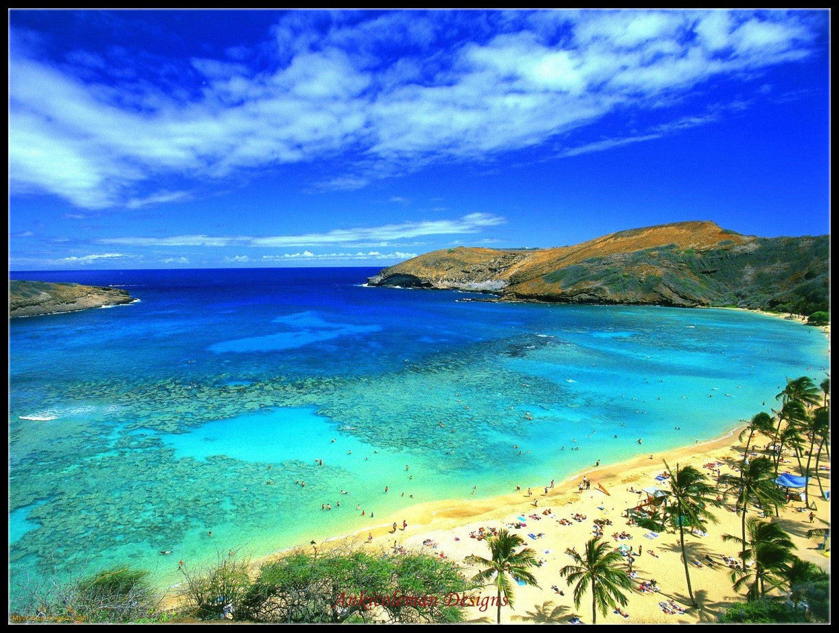 Hanauma Bay, Hawaii - Counted Cross Stitch Patterns Embroidery Crafts Needlework DIY Chart DMC Color