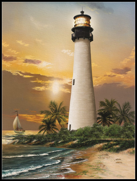 Cape Florida Lighthouse - Counted Cross Stitch Patterns Embroidery Crafts Needlework DIY Chart DMC Color