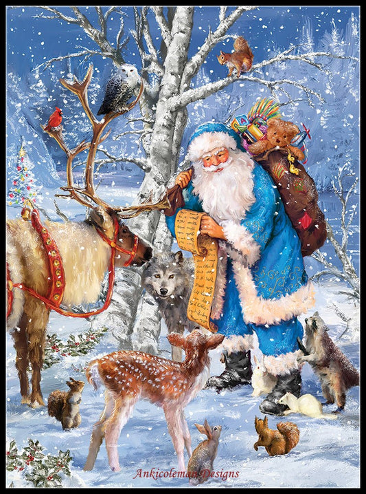 Santa's Forest Friends - Counted Cross Stitch Patterns Embroidery Crafts Needlework DIY Chart DMC Color