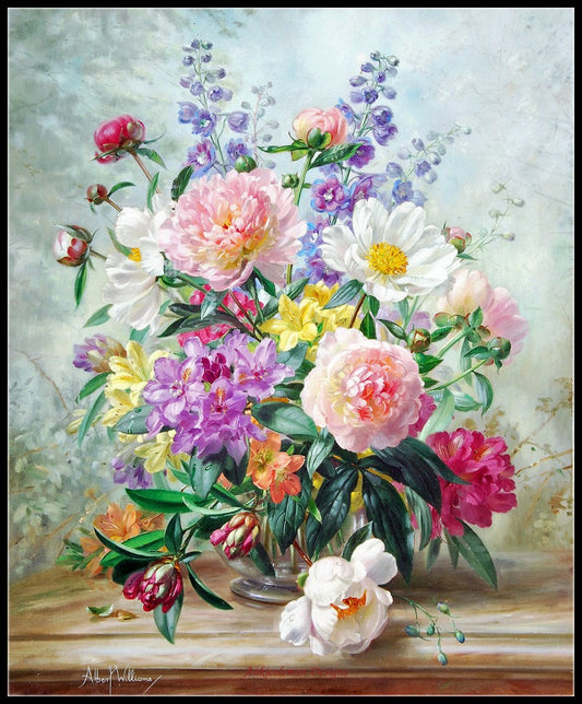 Flowers by Albert Williams 18 - Counted Cross Stitch Patterns Embroidery Crafts Needlework DIY Chart DMC Color