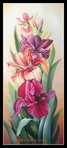 Iris - Counted Cross Stitch Patterns Embroidery Crafts Needlework DIY Chart DMC Color