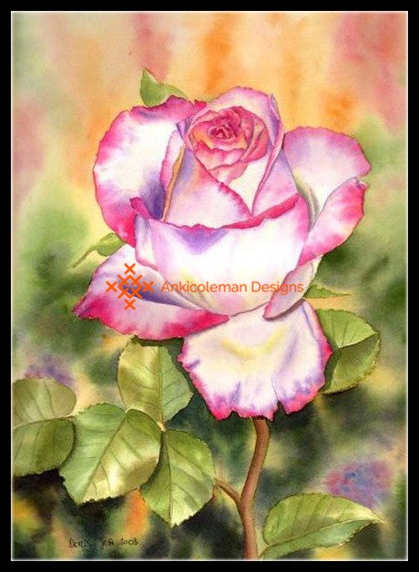 A Pink Rose - Counted Cross Stitch Patterns Embroidery Crafts Needlework DIY Chart DMC Color