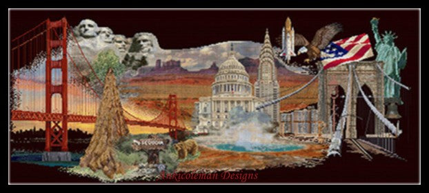 America - Counted Cross Stitch Patterns Embroidery Crafts Needlework DIY Chart DMC Color