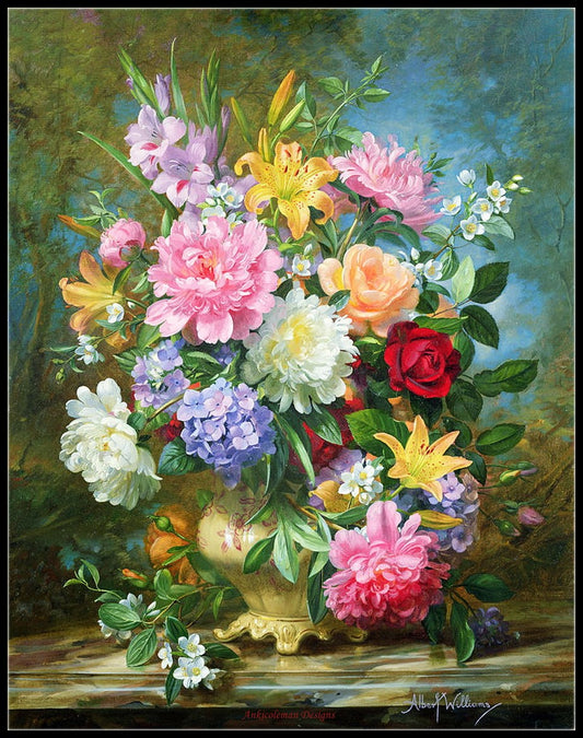 Flowers by Albert Williams 7 - Counted Cross Stitch Patterns Embroidery Crafts Needlework DIY Chart DMC Color