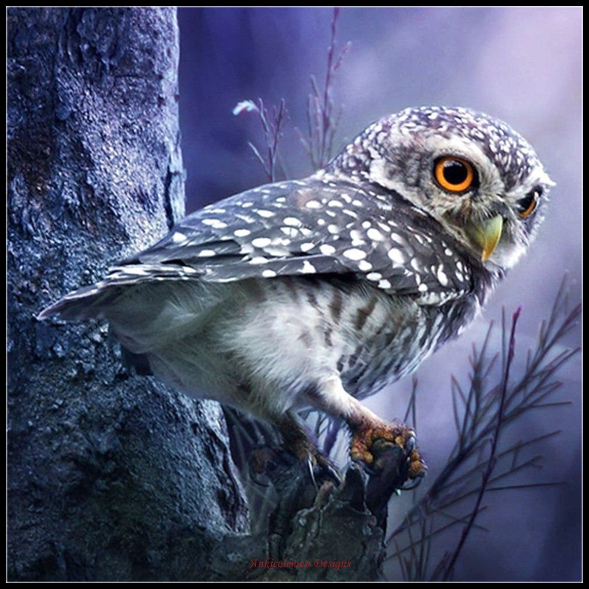 Young Owl - Counted Cross Stitch Patterns Embroidery Crafts Needlework DIY Chart DMC Color