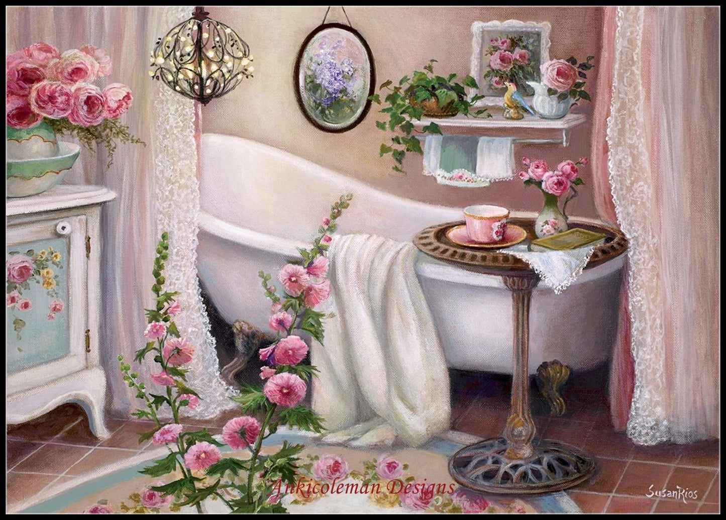 My Bathroom - Counted Cross Stitch Patterns Embroidery Crafts Needlework DIY Chart DMC Color