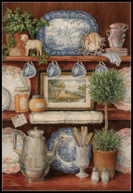 Vintage Cupboard - Counted Cross Stitch Patterns Embroidery Crafts Needlework DIY Chart DMC Color