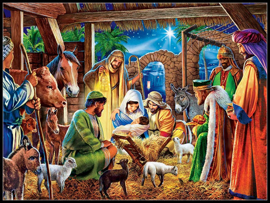 Away in a Manger - Counted Cross Stitch Patterns Embroidery Crafts Needlework DIY Chart DMC Color