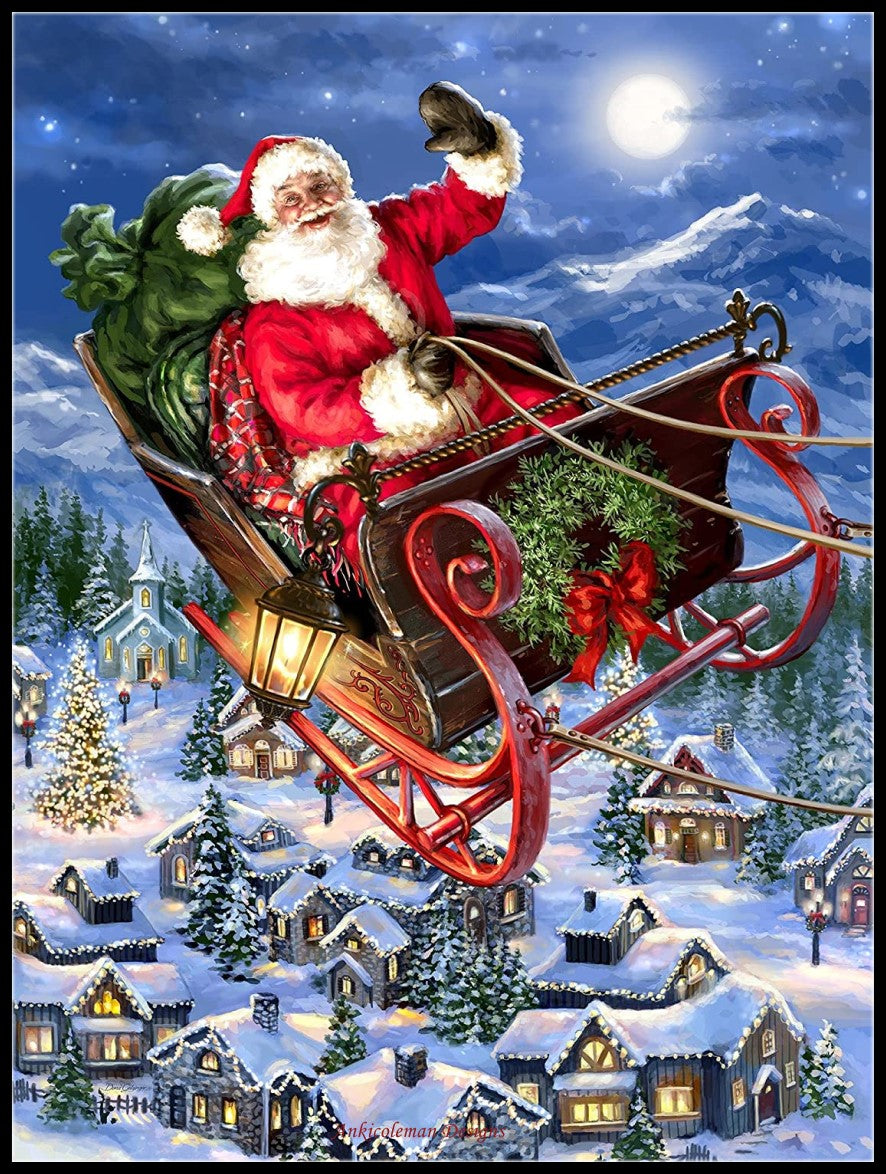 Delivering Christmas - Counted Cross Stitch Patterns Embroidery Crafts Needlework DIY Chart DMC Color