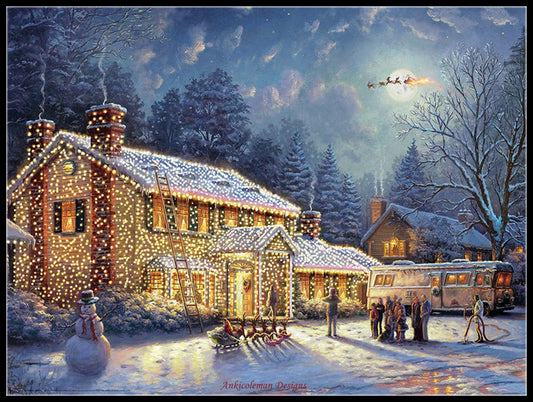 Christmas Vacation - Counted Cross Stitch Patterns Embroidery Crafts Needlework DIY Chart DMC Color