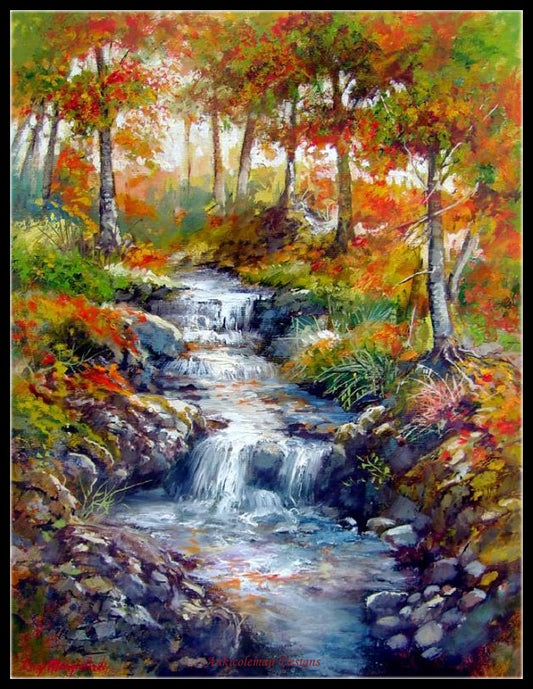 Autumn Creek - Counted Cross Stitch Patterns Embroidery Crafts Needlework DIY Chart DMC Color