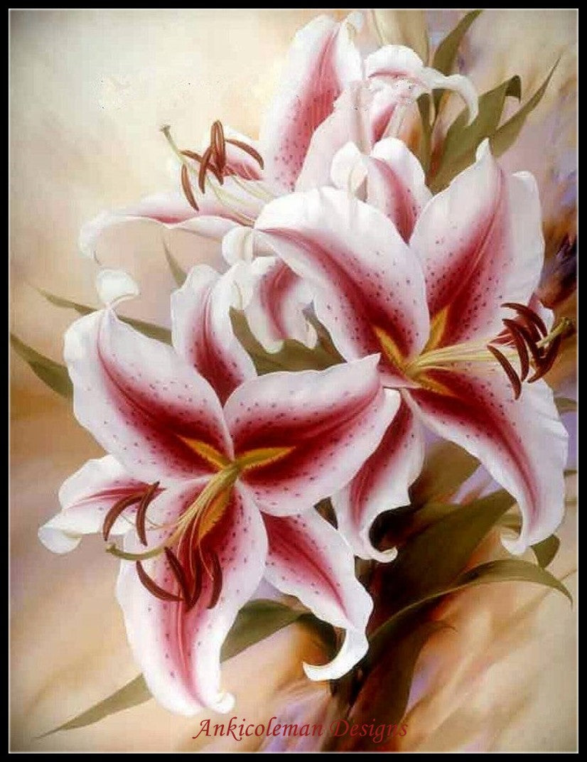 Lilium Tigerwoods - Counted Cross Stitch Patterns Embroidery Crafts Needlework DIY Chart DMC Color