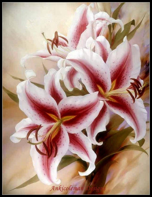 Lilium Tigerwoods - Counted Cross Stitch Patterns Embroidery Crafts Needlework DIY Chart DMC Color