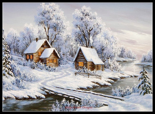 Village Snow 10 - Counted Cross Stitch Patterns Embroidery Crafts Needlework DIY Chart DMC Color