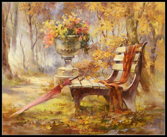 Autumn at the Park - Counted Cross Stitch Patterns Embroidery Crafts Needlework DIY Chart DMC Color