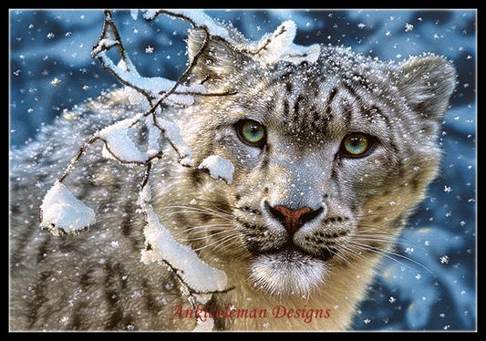 Snow Leopard II - Counted Cross Stitch Patterns Embroidery Crafts Needlework DIY Chart DMC Color