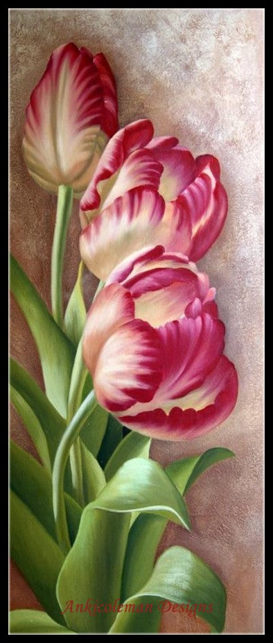 Parrot Tulips 2 - Counted Cross Stitch Patterns Embroidery Crafts Needlework DIY Chart DMC Color