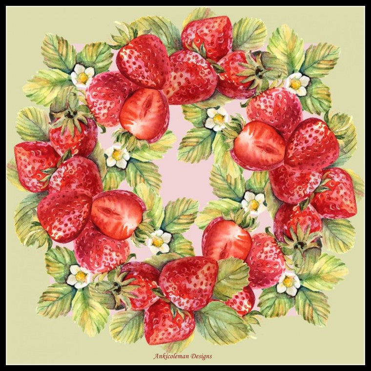 Wreath of Strawberry - Counted Cross Stitch Patterns Embroidery Crafts Needlework DIY Chart DMC Color