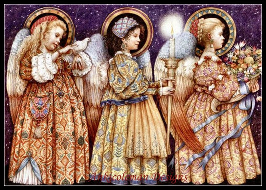 Three Angels - Counted Cross Stitch Patterns Embroidery Crafts Needlework DIY Chart DMC Color