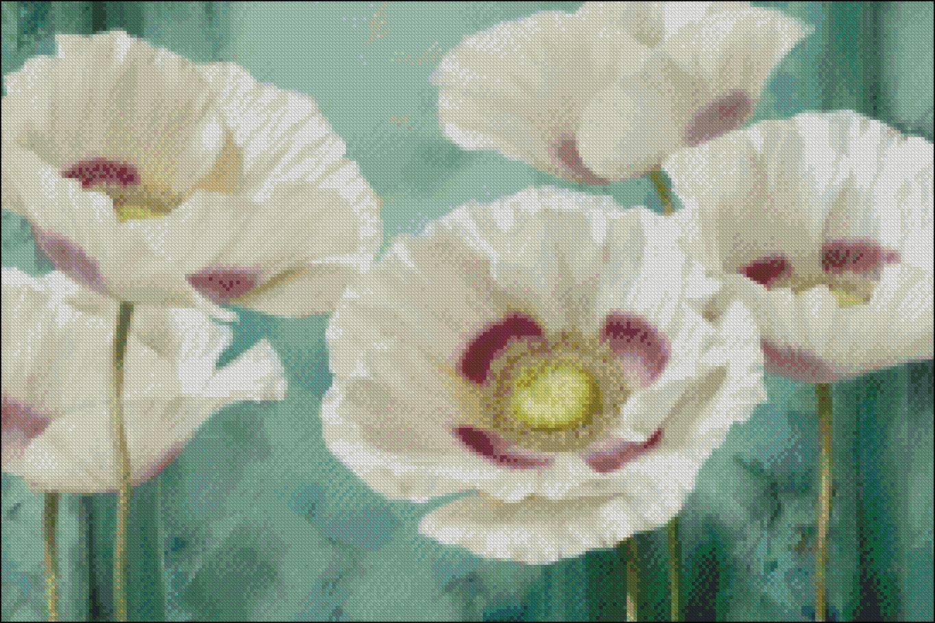 Tasmanian Poppies I - Counted Cross Stitch Patterns Embroidery Crafts Needlework DIY Chart DMC Color