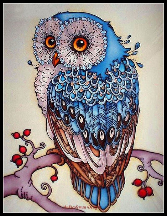 Owl 3 - Counted Cross Stitch Patterns Embroidery Crafts Needlework DIY Chart DMC Color