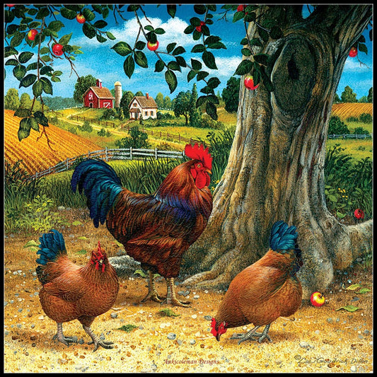 Rooster and Hens - Counted Cross Stitch Patterns Embroidery Crafts Needlework DIY Chart DMC Color