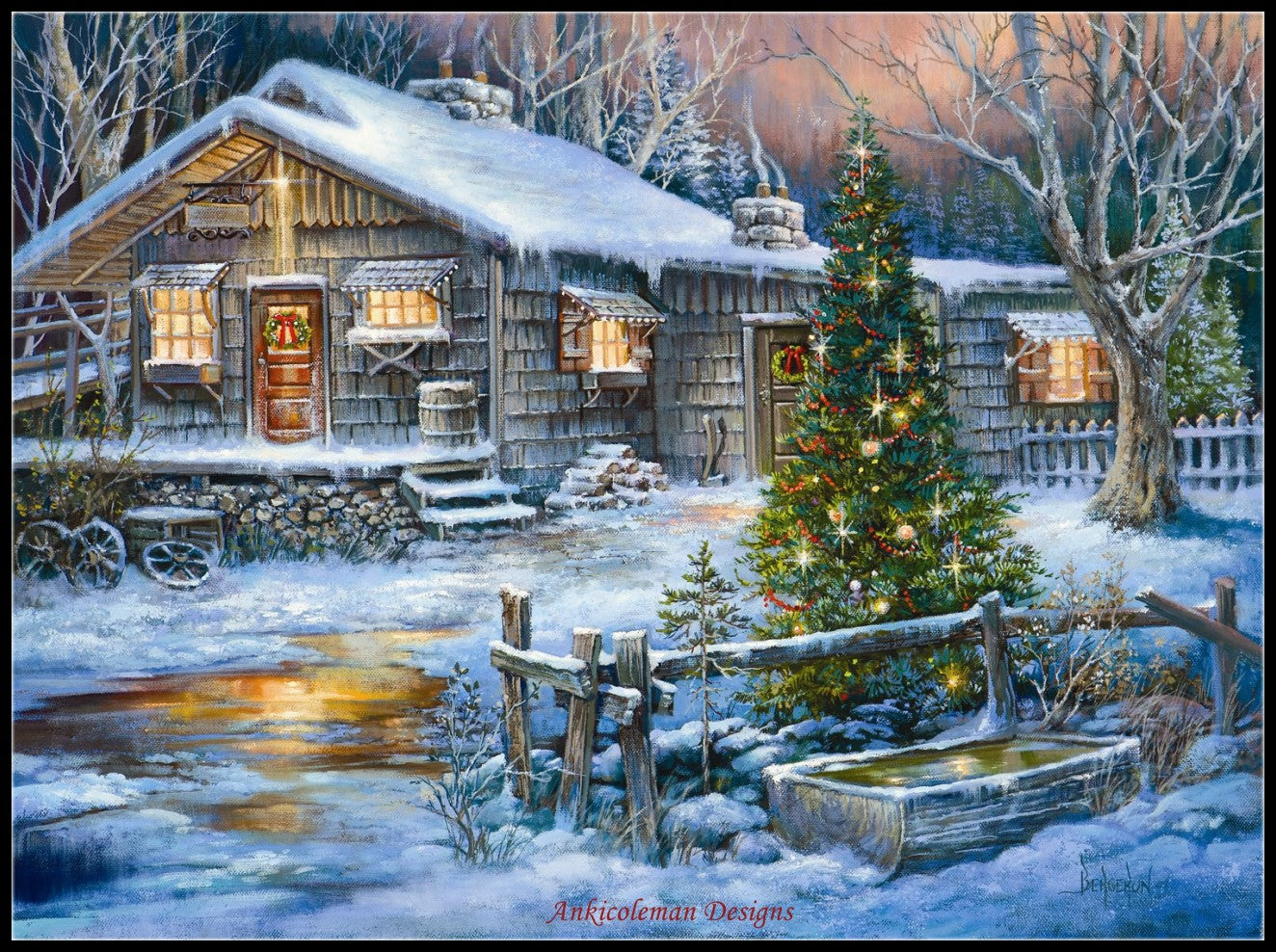 Cold Creek Stop - Counted Cross Stitch Patterns Embroidery Crafts Needlework DIY Chart DMC Color