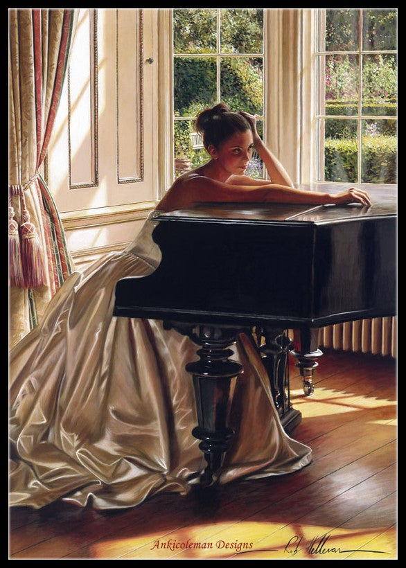 Piano and Gorgeous Dress 7 - Counted Cross Stitch Patterns Embroidery Crafts Needlework DIY Chart DMC Color