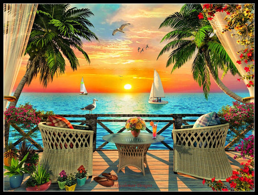 Tropical Dreams - Counted Cross Stitch Patterns Embroidery Crafts Needlework DIY Chart DMC Color